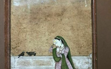 antique Kangra mughal miniature painting depecting