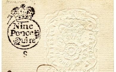 c 1765 British American General Issue Tax Stamp