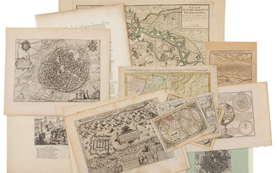 (decoratieve topografie) Een gevarieerd lot 16de- tot 18de-eeuwse gegraveerde kaarten en zichten op Mechelen, Tongeren