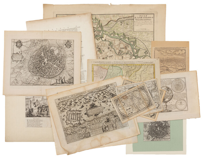 (decoratieve topografie) Een gevarieerd lot 16de- tot 18de-eeuwse gegraveerde kaarten en zichten op Mechelen, Tongeren