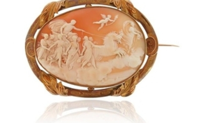 A Victorian shell cameo brooch, depicting Aurora's…