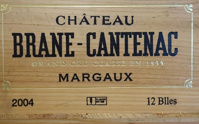 12 bouteilles CHÂTEAU BRANE CANTENAC 2004 2è GC Margaux Caisse bois d'origine