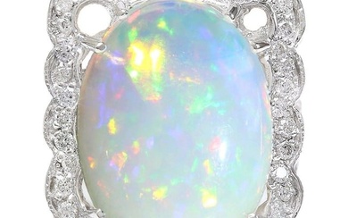 13.10 CTW Opal 18K White Gold Diamond Ring
