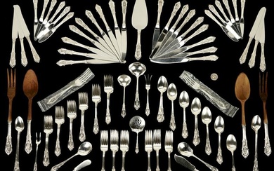 132 pcs. Wallace Rosepoint Sterling Silver Flatware, service for 24