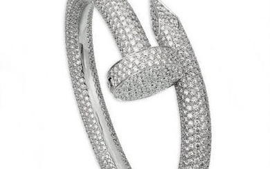 14 K White Gold CARTIER Style Nail head Diamond Ring