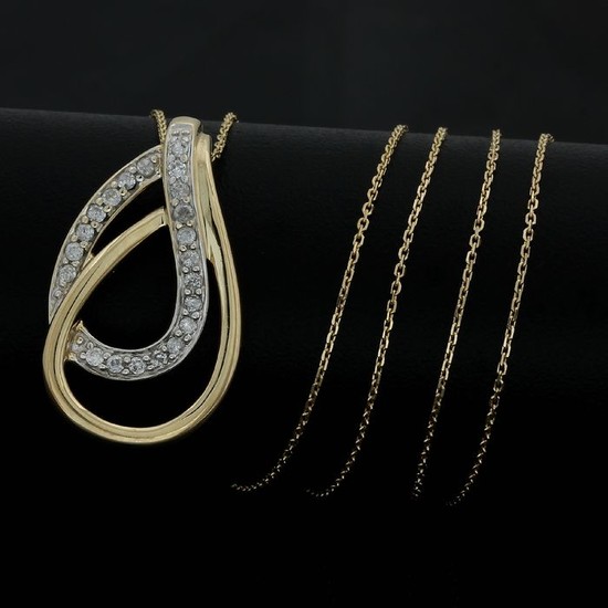 14 kt. Yellow gold - Necklace - 0.25 ct Diamond