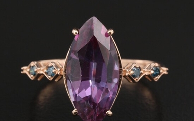 14K Rose Gold Sapphire and Diamond Ring