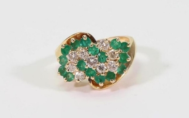 14KY Gold Emerald and Diamond Ring