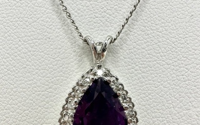 14k white gold diamond amethyst necklace