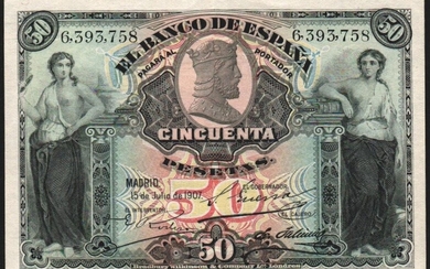 15 de julio de 1907. 50 pesetas. Sin serie. Casi SC