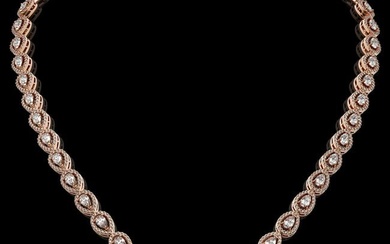17.28 ctw Pear Cut Diamond Micro Pave Necklace 18K Rose Gold