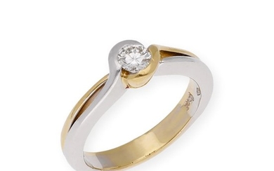 18 kt. Bicolour, White gold, Yellow gold - Ring - 0.45 ct Diamond