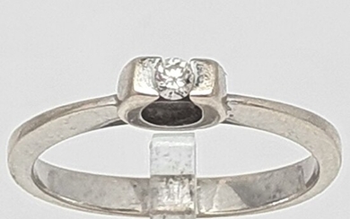 18 kt. White gold - Ring - 0.05 ct Diamond