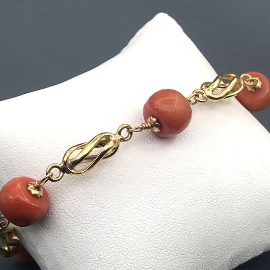 18 kt. Yellow gold - Bracelet Coral of the Mediterranean Sea