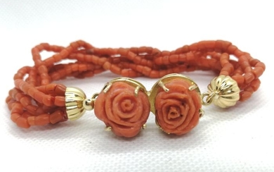 18 kt. Yellow gold, Coral - Bracelet Coral