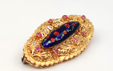 18 kt.Yellow gold - Brooch - 0.40 ct Rubies