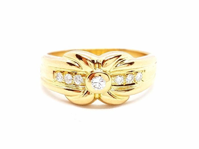 18 kts. Yellow gold - Ring Diamond - Diamond