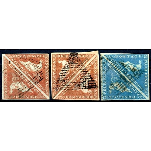 1853 SLIGHTLY BLUED PAPER 1d BRICK-RED, used pair, clear to ...