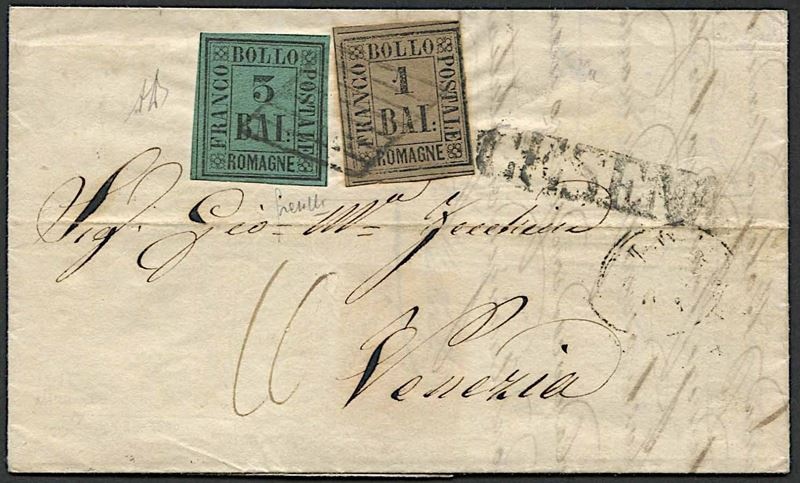 1859, Romagne, G. P., lettera da Cesena per Venezia del 15 ottobre