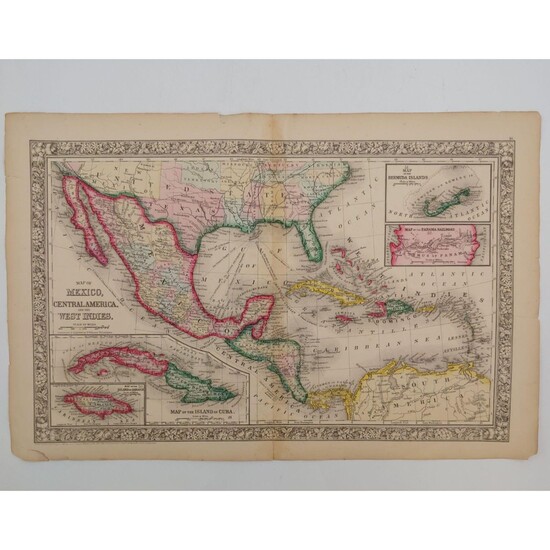 1860 Mitchell Map of the Caribbean and Mexico
