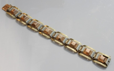 18K 3 tone gold tank bracelet