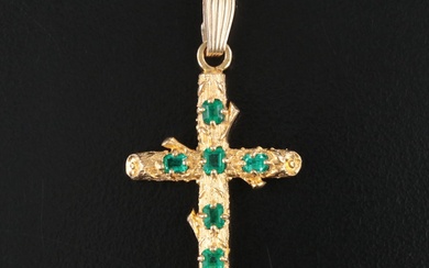 18K Emerald Cross Pendant