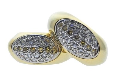 18k Gold Fancy White Diamond Hoop Earrings