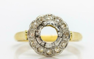 18k Gold & Platinum Diamonds Semi Mounting Ring