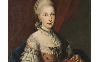 18th Century school Portrait of Maria Luisa of Bourbon-Spain oil on canvas 78x65 cm. framed (slight defects)