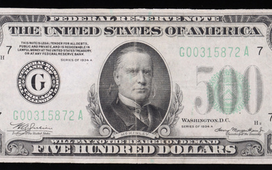 1934 $500 Five Hundred Dollar U.S. Bank Note
