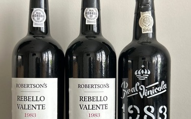 1983 Vintage Port: 2x Rebello Valente & Real Vinicola - Douro - 3 Bottles (0.75L)