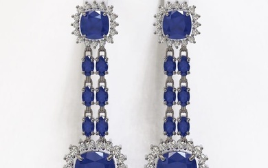 19.88 ctw Sapphire & Diamond Earrings 14K White Gold