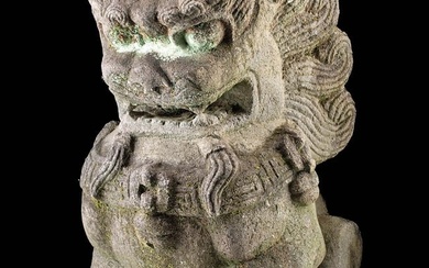 19th C. Indonesian Balinese Stone Female Guardian Lion