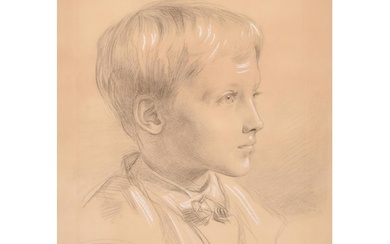 19th Century English School. Portrait of a Young Boy, Pencil...