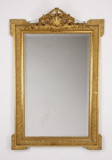 19th c. French carved giltwood mirror, 52"h