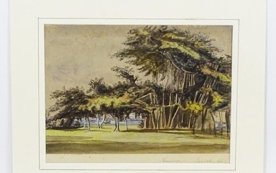 19th century, Anglo-Indian School, Watercolour, A study of a wooded landscape with Banyan trees.