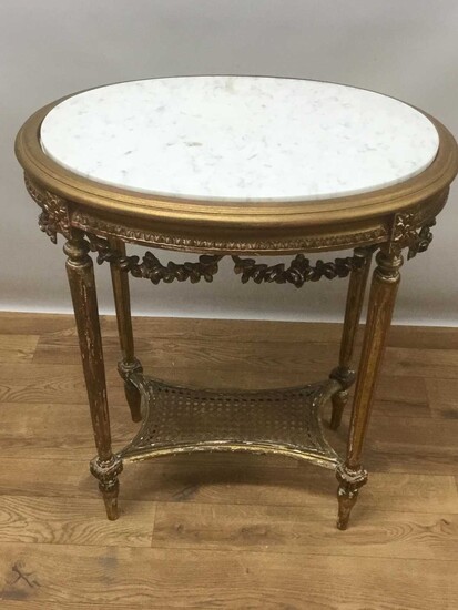 19th century French marble topped gilt wood table