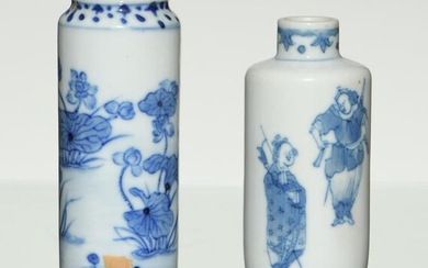 2 Chinese Blue and White Snuff Bottles, 18-19th Century