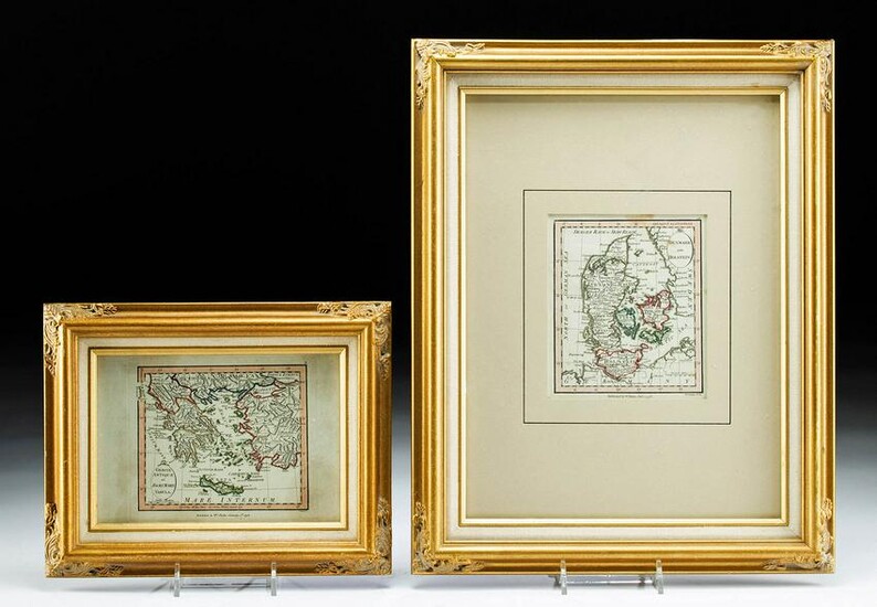 2 Framed 18th C. Faden Maps - Greece & Denmark