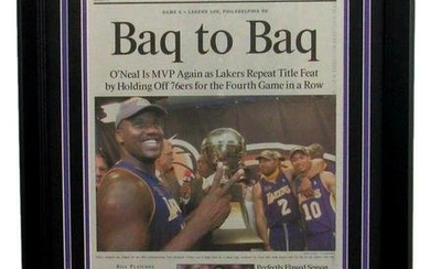 2001 Los Angeles Times Newspaper LA Lakers KOBE SHAQ NBA Champs Framed 166174