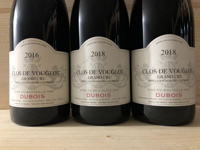 2018 Clos de Vougeot Grand Cru - Domaine Dubois (2) - 2016 (1) - Burgundy - 3 Bottles (0.75L)