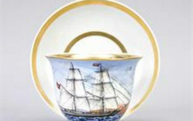Captain's cup with saucer, porcelain, polychrome
