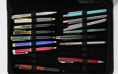 Worldwide assorted writing implements, primarily consisting of ball point pens including examples by Pelikan, Rotring, L...