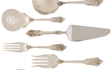 A Group of Six Wallace Grand Baroque Pattern Silver Serving Pieces (designed 1941)