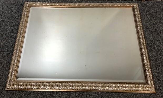 21ST C.SILVER PATINA WOOD FRAME WALL MIRROR