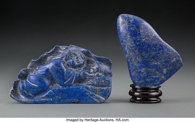25063: Two Chinese Carved Lapis Lazuli Articles 3-1/8 x