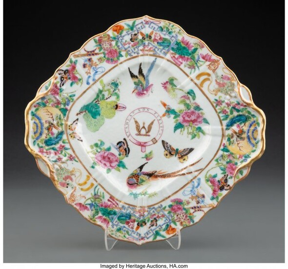 25163: A Chinese Export Rose Medallion Porcelain Bird a