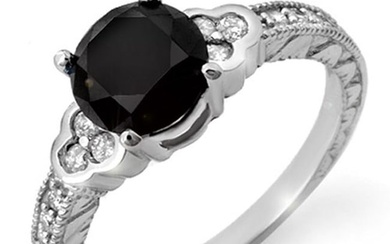 2.52 ctw VS Certified Black & White Diamond Ring 18k White Gold