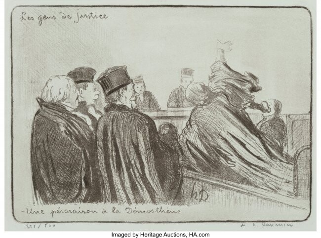 27063: Honoré Daumier (French, 1808-1879) Une Pérorai