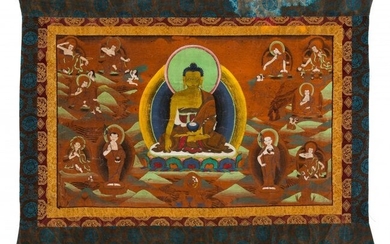 28063: A Himalayan Thangka Depicting the Seated Buddha